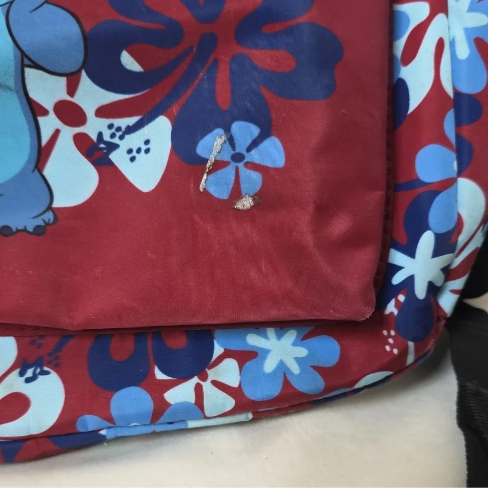 Disney Bioworld Stitch Kids Backpack Floral Pattern Red Blue Adjustable Strap